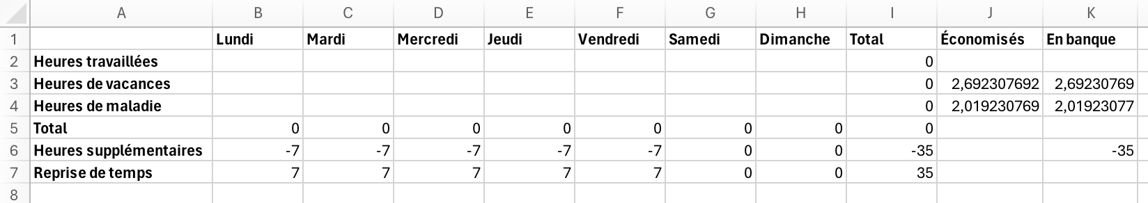 Excel file with three additional columns: &quot;Total,&quot; &quot;Accrued,&quot; &quot;In Bank&quot;