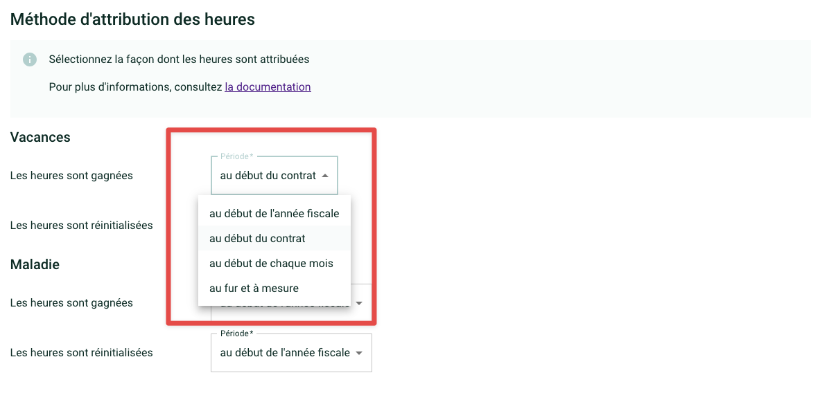 Screenshot showing the options above in a dropdown list