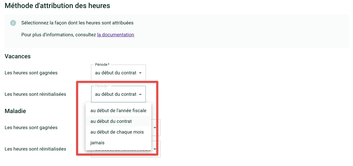 Screenshot showing the options above in a dropdown list